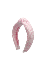 Pink Tweed Knot Headband