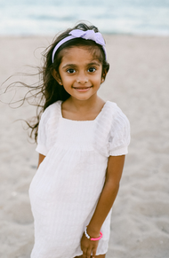 Seersucker Bow Headband in Lavender/White