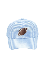 Blue Seersucker Football Baseball Hat - Baby/Toddler & Youth