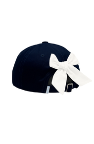 Navy Football Bow Baseball Hat (Girls)