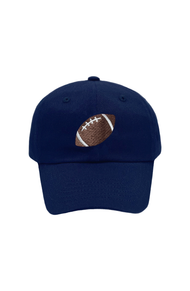 Navy Football Bow Baseball Hat (Girls)