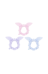 Seersucker Bow Scrunchie in Lavender/White