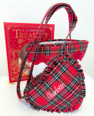 Customizable Heart Purse, Red Plaid