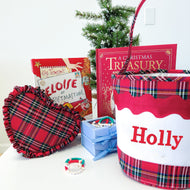 Customizable Red Plaid Christmas Toy Tote