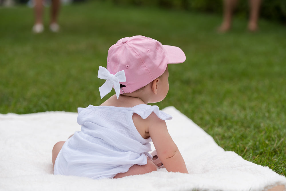 Customizable Bow Baseball Hat in Palmer Pink (Baby)