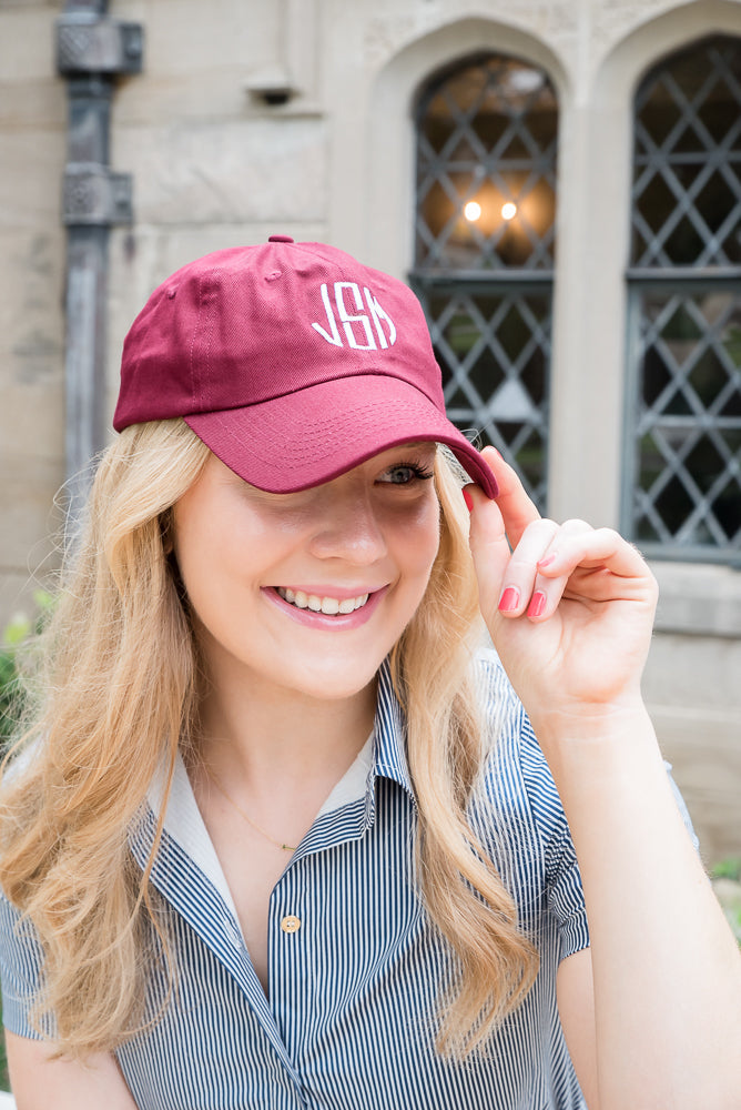 Customizable Bow Baseball Hat in Gracie Garnet (Women)