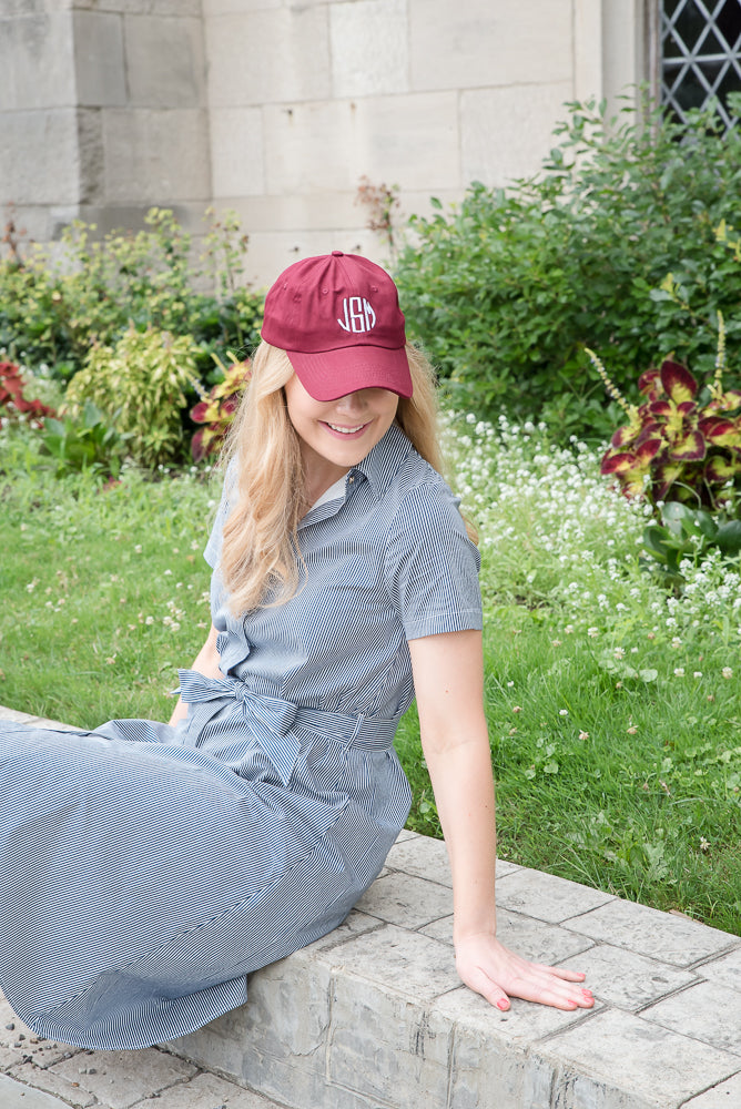 Customizable Bow Baseball Hat in Gracie Garnet (Women)