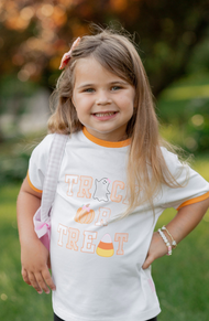 Trick-or-Treat Halloween Bow T-Shirt (Girls)
