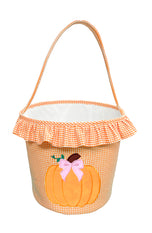 Customizable Ruffled Bow Pumpkin Tote