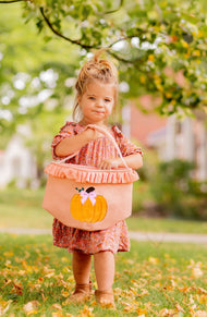 Customizable Ruffled Bow Pumpkin Tote