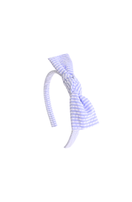 Seersucker Bow Headband in Lavender/White