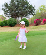 Customizable Bow Baseball Hat in Pink Seersucker (Baby/Toddler, Youth)