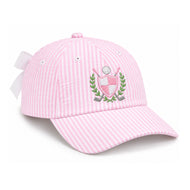 Pink Seersucker Clubhouse Crest Bow Baseball Hat