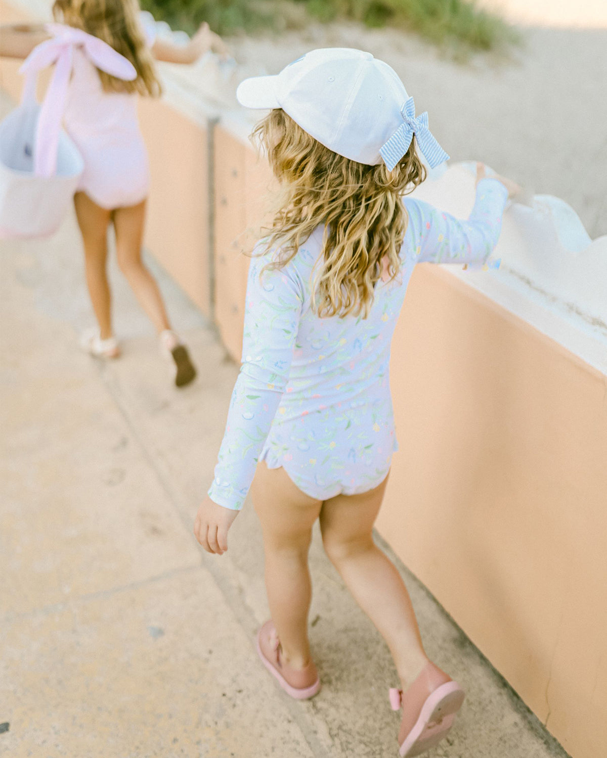 Customizable Bow Baseball Hat in Winnie White Blue Bow Girls