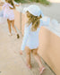 Customizable Bow Baseball Hat in Winnie White, Blue Bow (Girls)