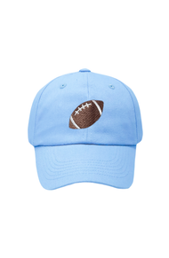 Blue Football Bow Baseball Hat (Baby/Toddler, Youth)