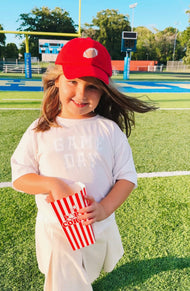 Red Football Bow Baseball Hat (Baby/Toddler, Youth)