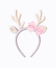 Pink Seersucker Bow Reindeer Headband