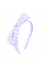 Seersucker Bow Headband in Lavender/White