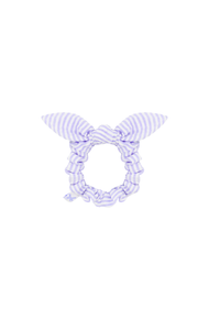 Seersucker Bow Scrunchie in Lavender/White
