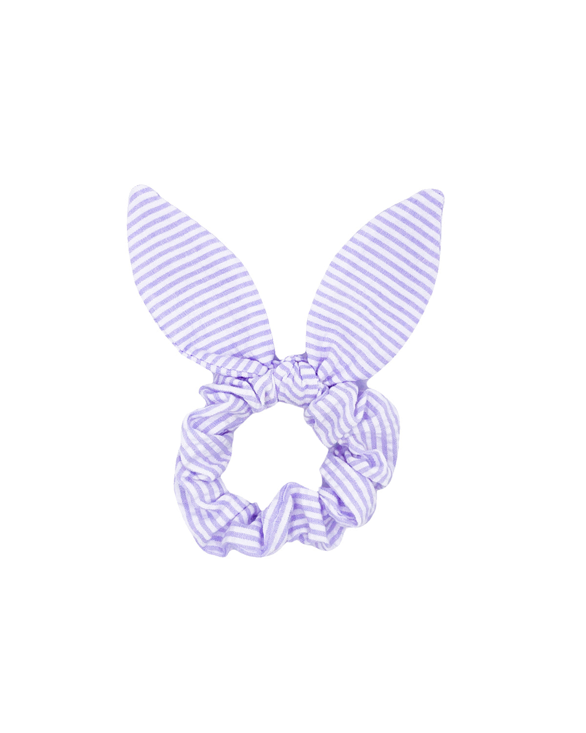 Seersucker Bow Scrunchie in Lavender/White