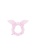Seersucker Bow Scrunchie in Pink/White