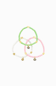Pink/White/Green Hearts Bracelet Gift Set