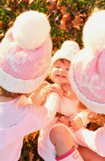 Pink Bows Bobble Hat/Mittens/Scarf Bundle