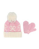 Bows Bobble Hat &amp; Mittens Set