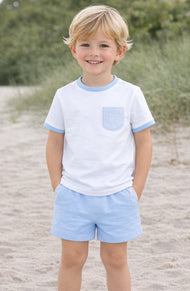 The Seersucker Pocket Short - Blue