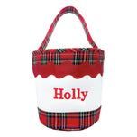 Customizable Red Plaid Christmas Toy Tote