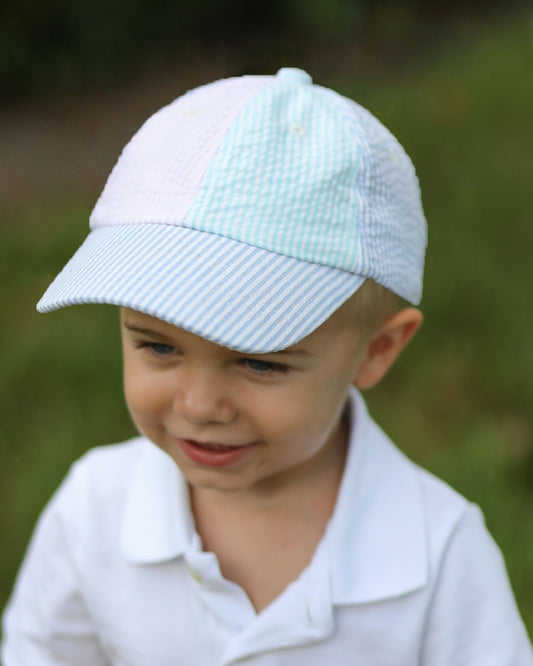 Customizable Baseball Hat in Multicolor Seersucker (Boy)