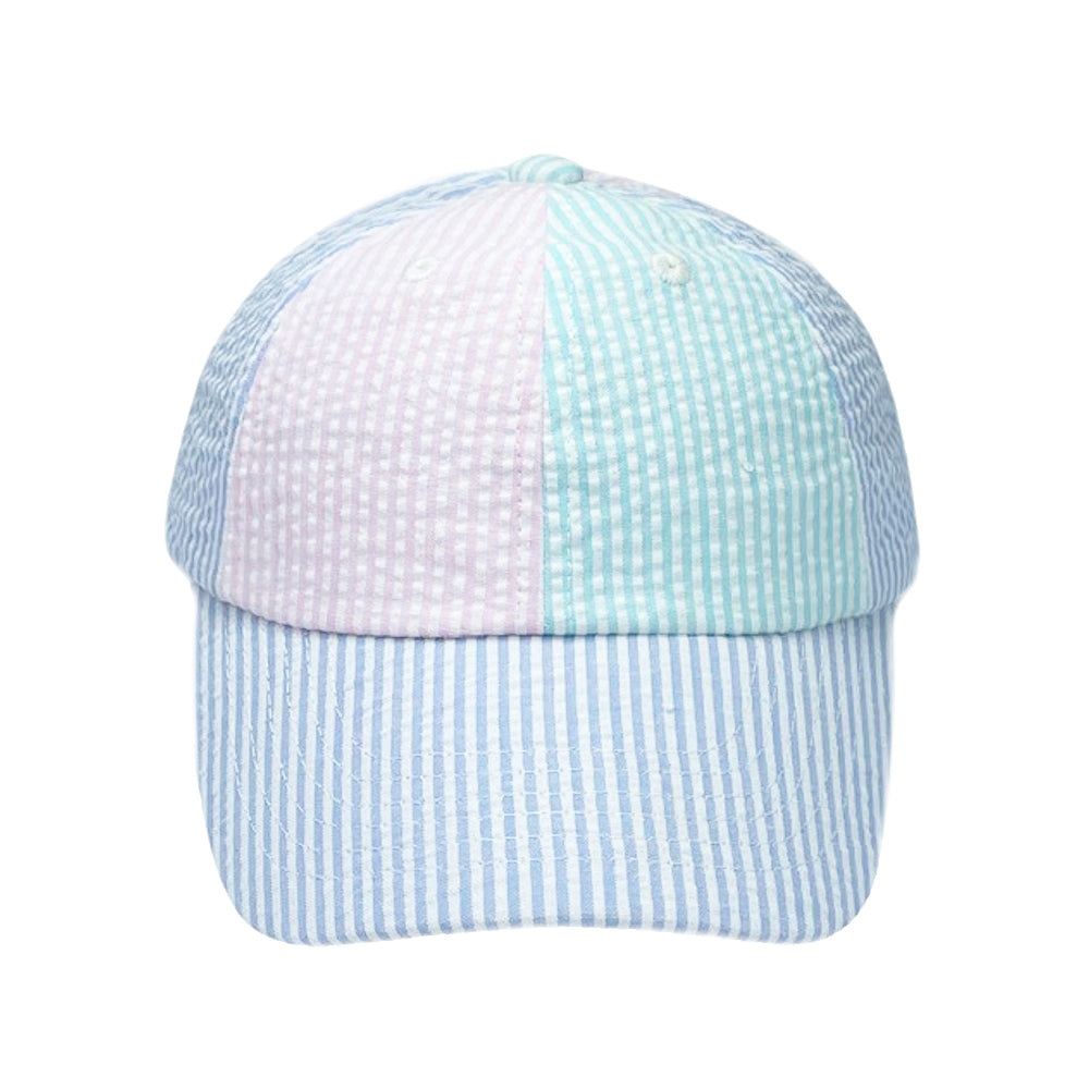 Customizable Baseball Hat in Multicolor Seersucker (Youth)