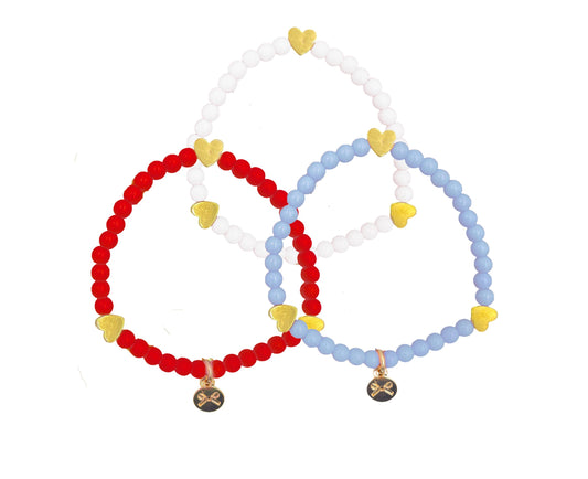 Hearts Bracelet Set in Red/White/Blue (Girls)