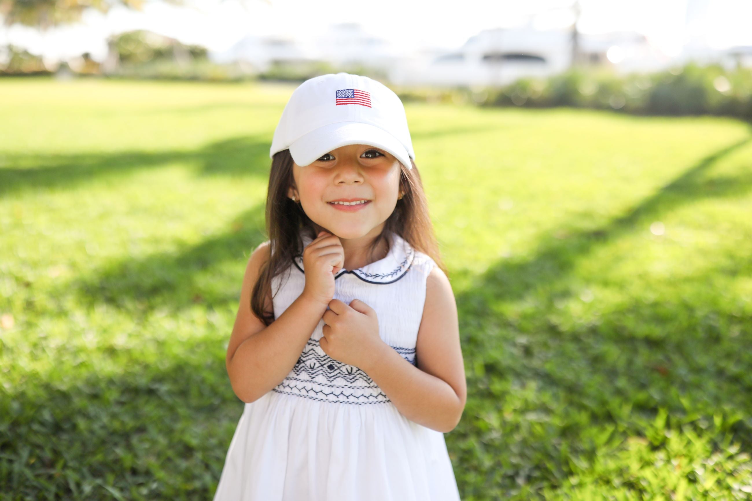 American Flag Bow Baseball Hat for Girls Bits Bows
